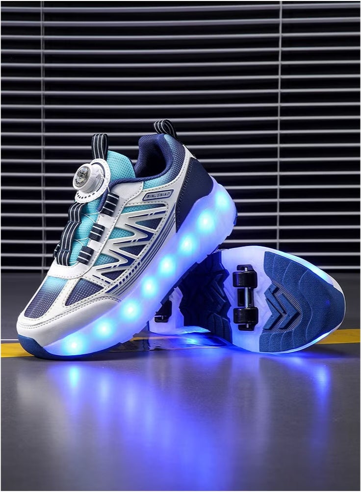 والالا أحذية تزلج بأربع عجلات للأطفال، أحذية تزلج جديدة، أحذية رياضية بإضاءة LED قابلة لإعادة الشحن، أحذية رياضية للأولاد والبنات والمبتدئين، أكثر توازناً - Image 3