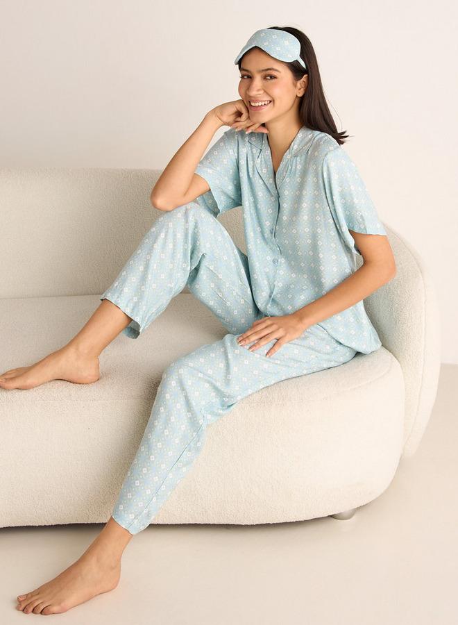 سبلاش فيڤ قميص مطبوع مع بيجامة وقناع للعين - Image 1