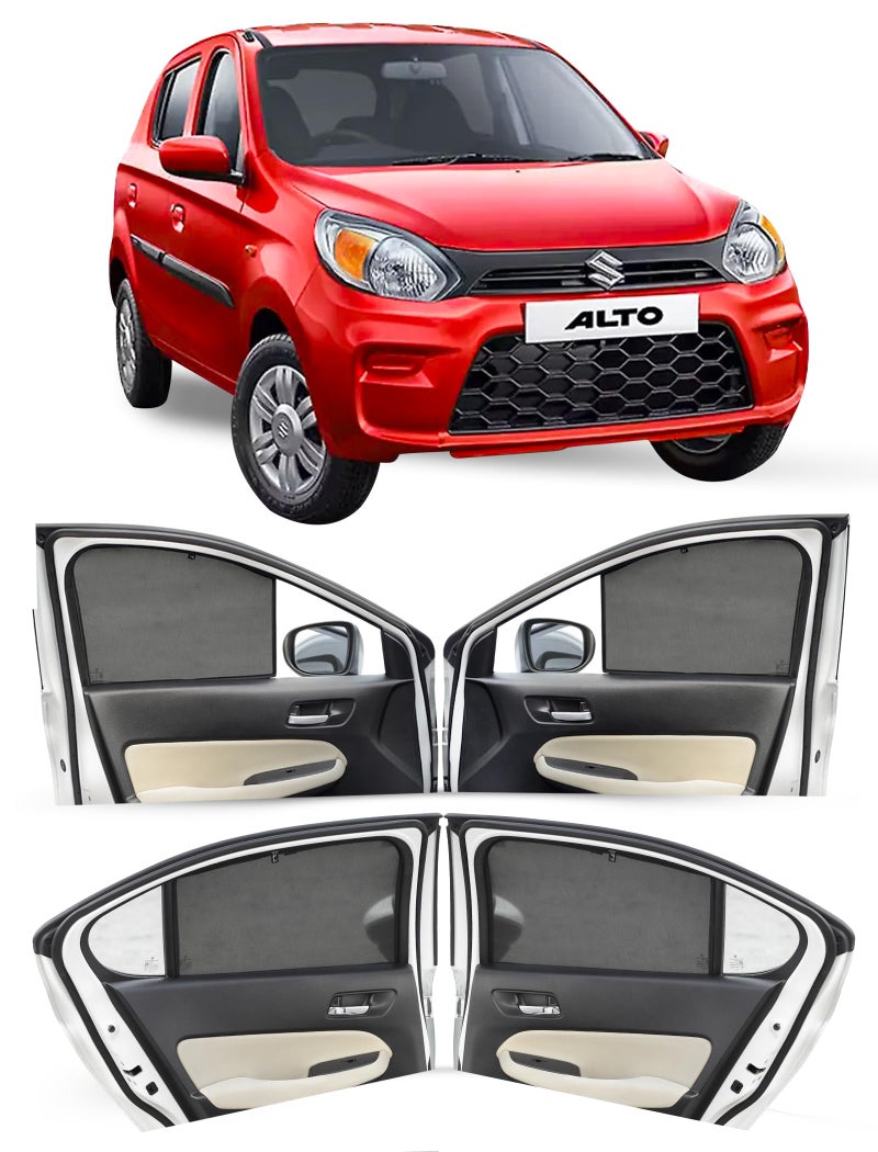 Autofact Car Sunshades for Maruti Alto 800 (2012 to 2019), UV Protection, Useful Car Accessories, Custom fit Sun Shades for Side Windows, Set of 4 - Image 1