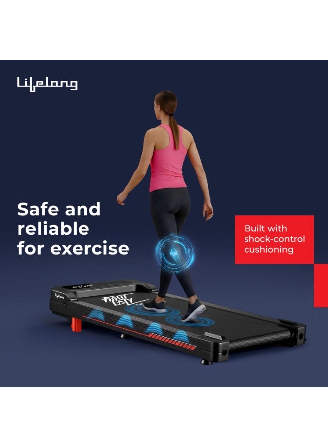 Lifelong Fit Pro Treadmill 3 HP Peak Dc Brushless Motor 2 Level Manual Incline Walking Machine at 8 km/Hr Speed with Led Display-Cardio Equipment for Home Gym 110kg Capacity, Black - Image 2