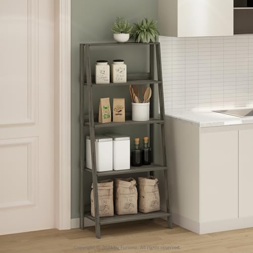 Furinno Ladder Display Shelf 5Tier French Oak