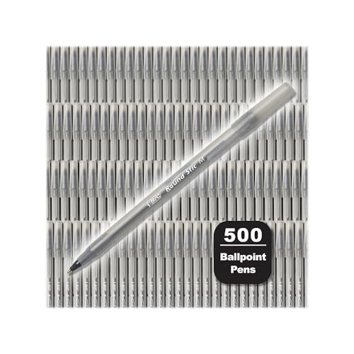 BIC Round Stic Xtra Life Black Ballpoint Pens Medium Point 10mm 500Count Pack of Bulk Pens Flexible Round Barrel for Comfortable Writing No 1 Selling Ballpoint Pens - Image 3