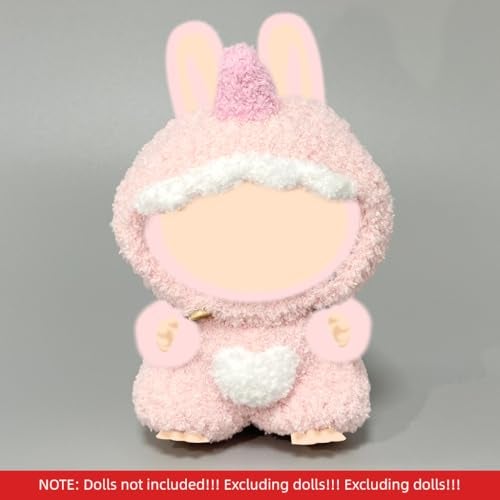 FANCYKU® Doll Suit Kit for 4''/6'' Collectible Figures, Sweetly Stylish Pink Dinosaur Dressing Suit, Soft Plush Clothes Set with Ear Holes - Image 5