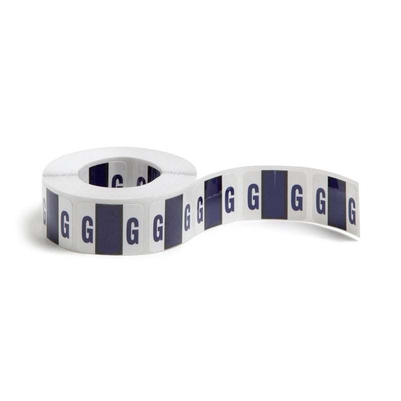 Smead BCCR Bar-Style Color-Coded Alphabetic Label, G, Label Roll, Violet, 500 Labels per Roll, (67077) - Image 1