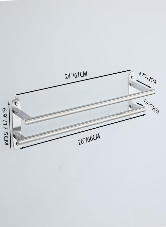 BTHRMHW Towel Rack for Bathroom, Double Towel Bar 24 Inch Wall Mounted, Brushed Nickel Stainless Steel Bathroom Towel Holder(Total Length 26-Inch) - Image 3