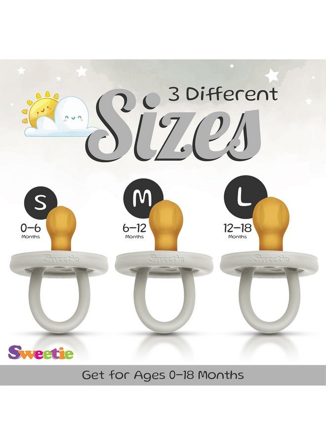Sweetie لهاية مطاطية من المطاط الطبيعي، لهّاية مدورة رمادية متوسطة 6-12 شهر - Image 4