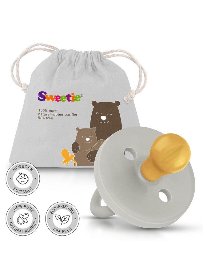 Sweetie لهاية مطاطية من المطاط الطبيعي، لهّاية مدورة رمادية متوسطة 6-12 شهر - Image 2