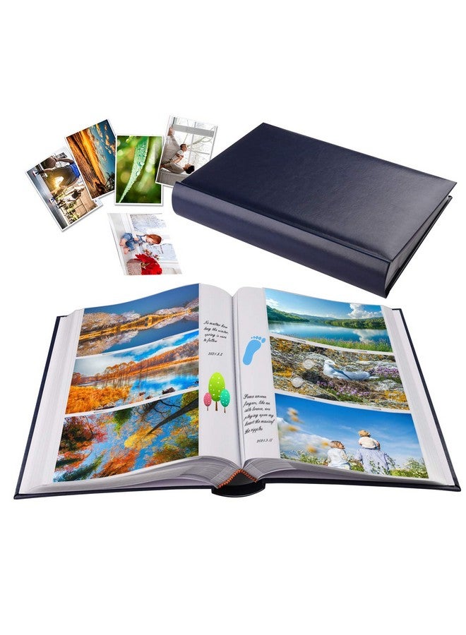 1DOT2 Photo Album 4X6 Photos Hold 402 Pockets With Memo Slip-In Pockets Photo Book, Leather Cover Picture Albums With Writing Space For Wedding Family Vacation Mother'S Day Christmas Gifts Blue - Image 1