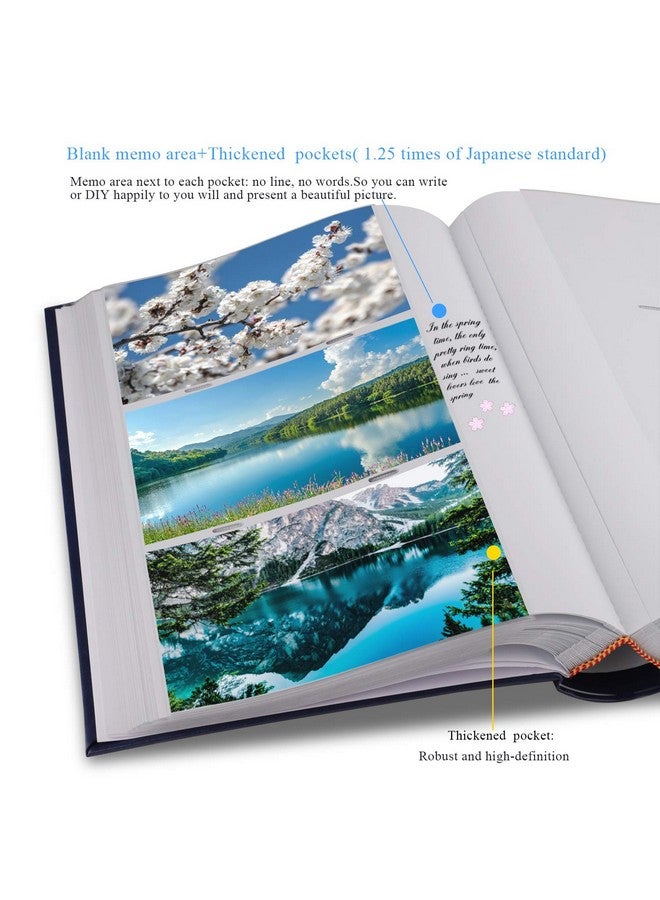 1DOT2 Photo Album 4X6 Photos Hold 402 Pockets With Memo Slip-In Pockets Photo Book, Leather Cover Picture Albums With Writing Space For Wedding Family Vacation Mother'S Day Christmas Gifts Blue - Image 2