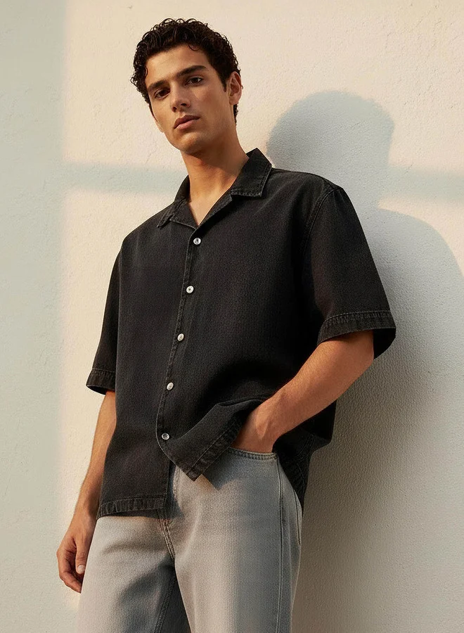 Lee Cooper Lee Cooper Men Regular Fit Camp Collar Short Sleeve Shirt