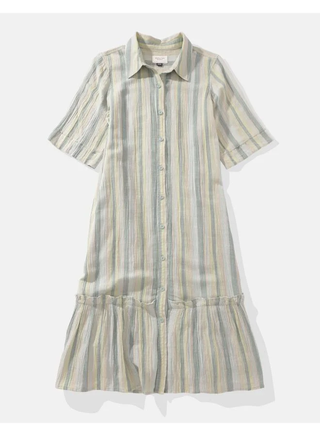 American Eagle Striped Ruffle Hem Dress