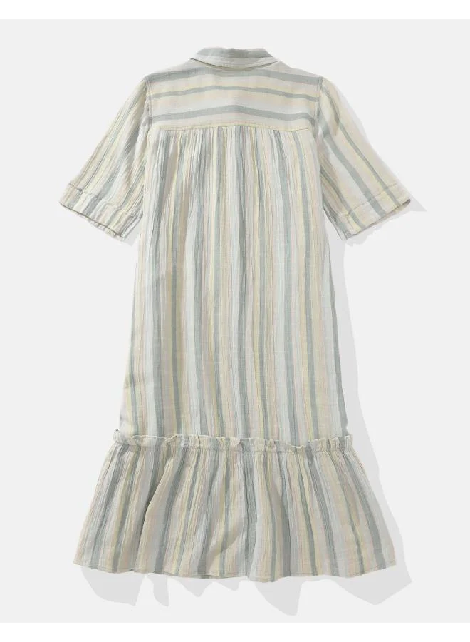American Eagle Striped Ruffle Hem Dress