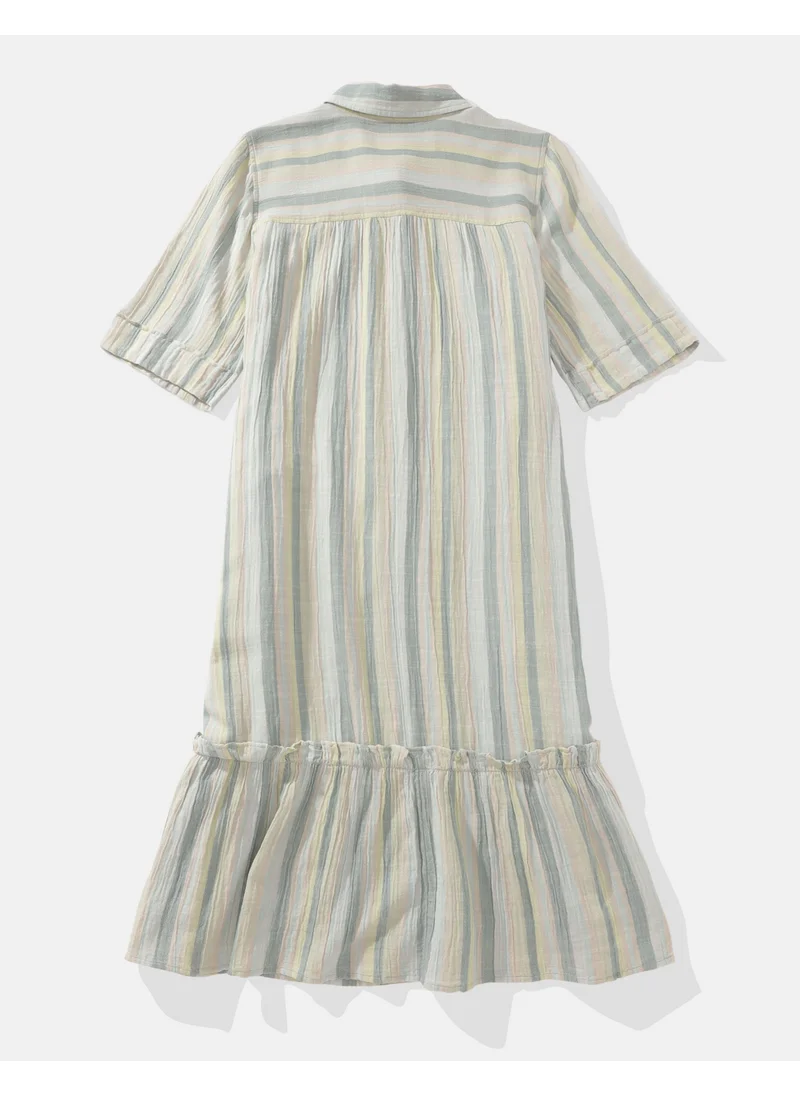 امريكان ايجل Ruffle Hem Button Down Shirt Dress