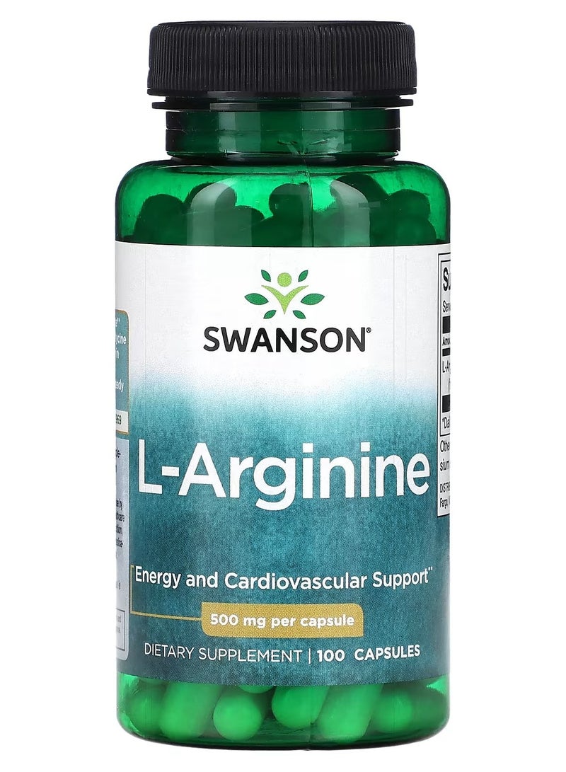 Swanson, L-Arginine, 500 mg, 100 Capsules