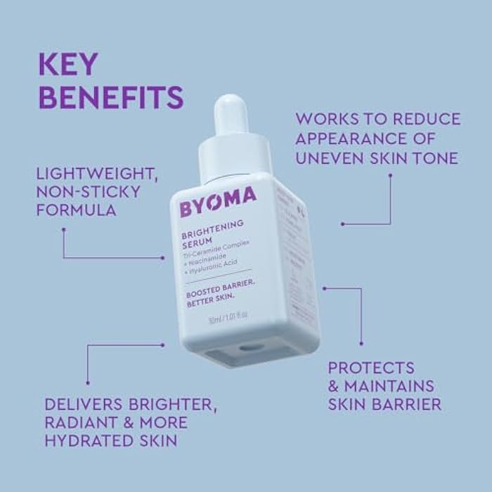 BYOMA Brightening Serum - Barrier Repair Serum - Brightening & Hydrating Face Serum with Hyaluronic Acid, Niacinamide & Ceramides - Hyaluronic Acid Serum For Face, Glowing, Radiant Skin - 1.01 fl. oz - Image 3