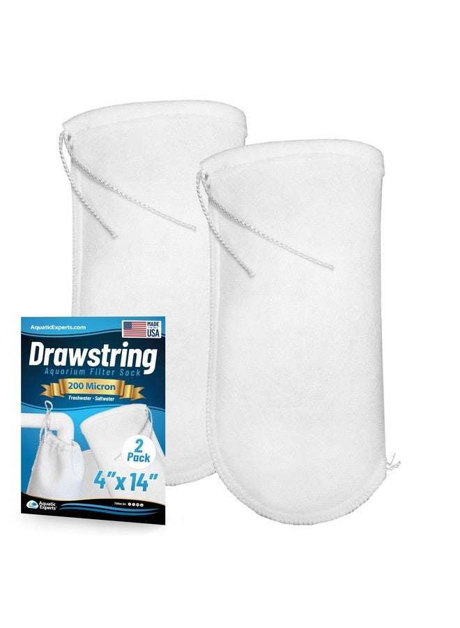 Aquatic Experts 200 Micron Drawstring Filter Sock  Filter Socks For Saltwater Aquarium, Sump Filter Sock, Freshwater Aquarium Filter Sock  Custom Made In The Usa (4 Inch By 14 Inch, 2 Pack) - Image 1