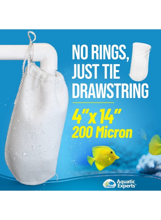 Aquatic Experts 200 Micron Drawstring Filter Sock  Filter Socks For Saltwater Aquarium, Sump Filter Sock, Freshwater Aquarium Filter Sock  Custom Made In The Usa (4 Inch By 14 Inch, 2 Pack) - Image 2
