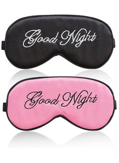 KASTWAVE Eye Mask for Sleeping, Silk Sleep Mask with Adjustable Strap Soft and Breathable Blackout Blindfold Night Eye Shade Cover for Travel, Lunch Breaks (Black +Pink)  - Image 1
