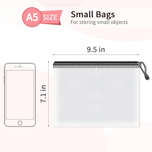 Umriox Small Zipper Pouch, 9.5x7.1 in (Black, 12 Packs), Mesh Bags with Zipper for Office Supplies Travel Accessories - Image 2