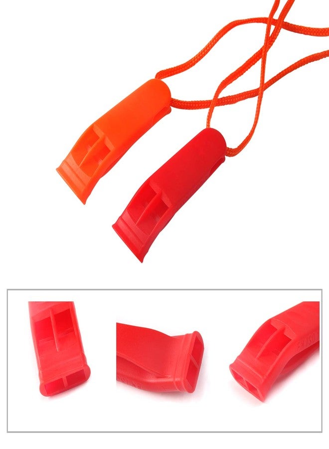 AUGSUN 10 Pcs Safety Whistle Marine Whistle Plastic Whistles with Lanyard for Emergency (Red and Orange) - Image 3
