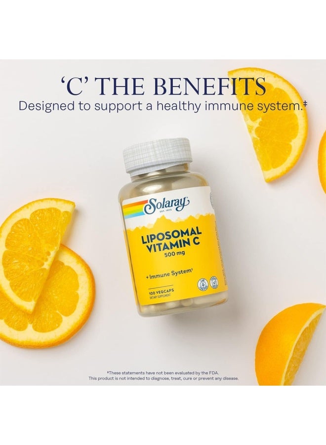SOLARAY كبسولات فيتامين سي ليبوسومال 500 ملغ نباتية لنظام المناعة الصحي، عبوة من 100 - Image 3