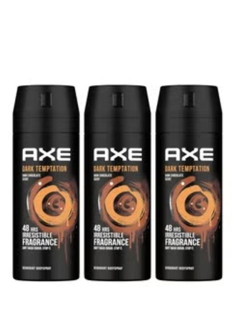 Axe Pack Of 3 deodorant body spray Dark Temptation 150ml