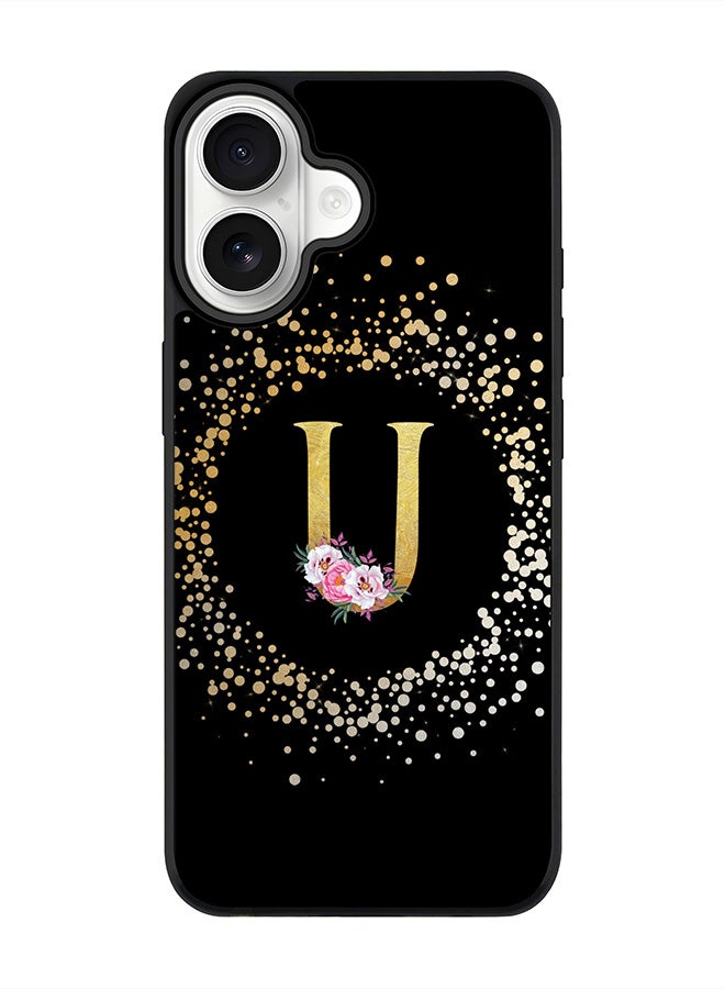 Stylizedd iPhone 17 Case, [Compatible with MagSafe] Slim Magnetic cover Phone Case iPhone 17 -Custom Monogram Floral - U ( Black ) - Image 1