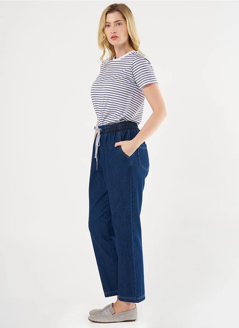 Kayra Laced Denim Pants Navy