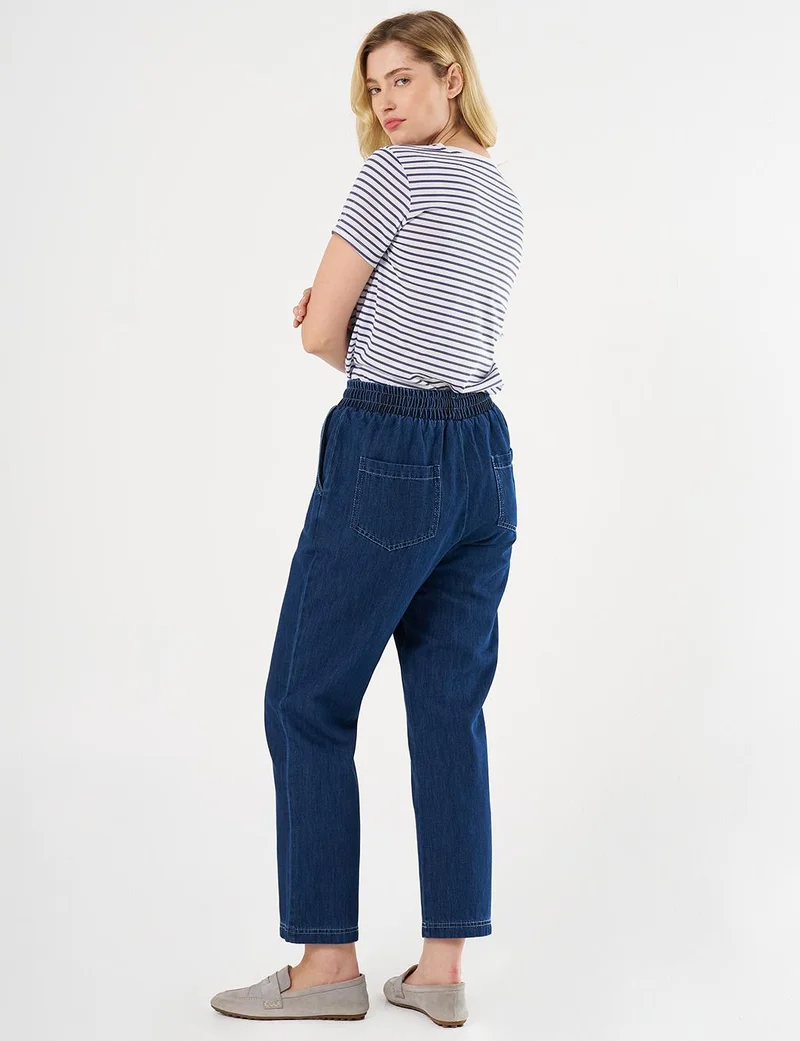 Kayra Laced Denim Pants Navy