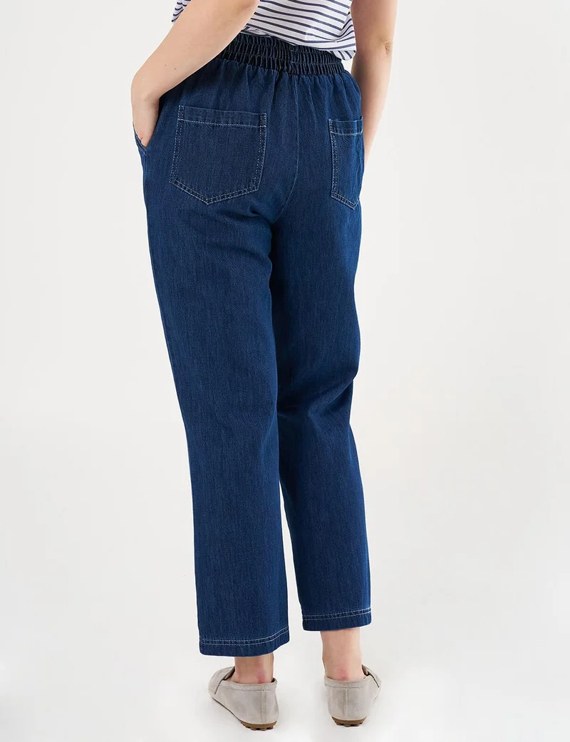Kayra Laced Denim Pants Navy