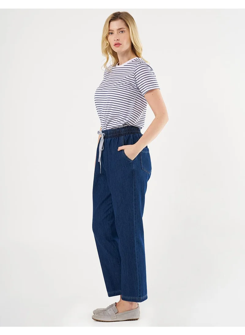 Kayra Laced Denim Pants Navy