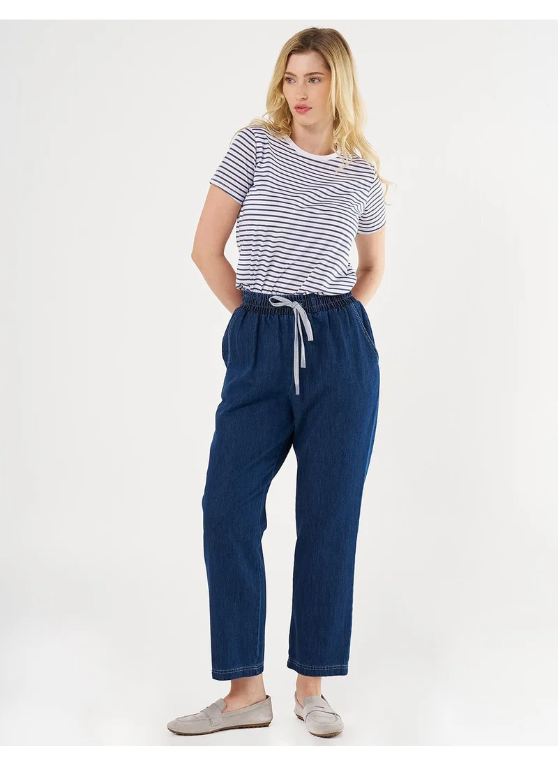 Kayra Laced Denim Pants Navy