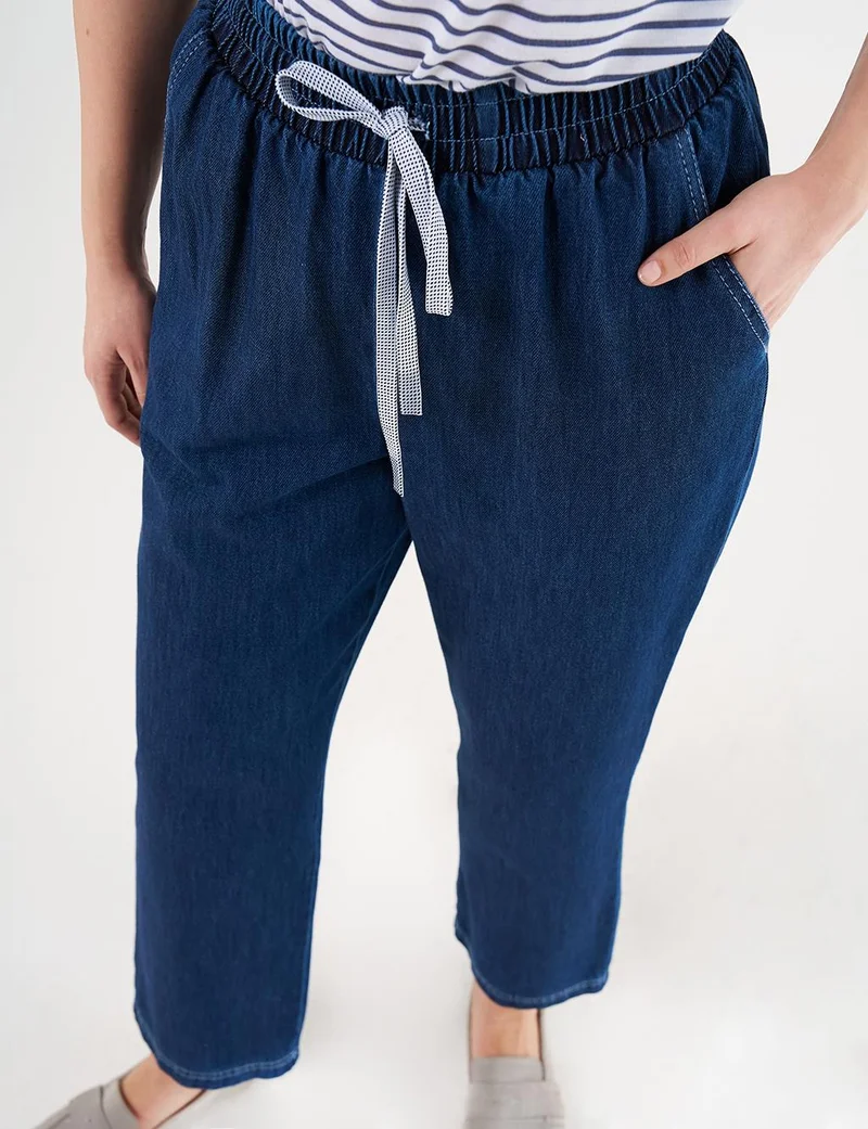 Kayra Laced Denim Pants Navy