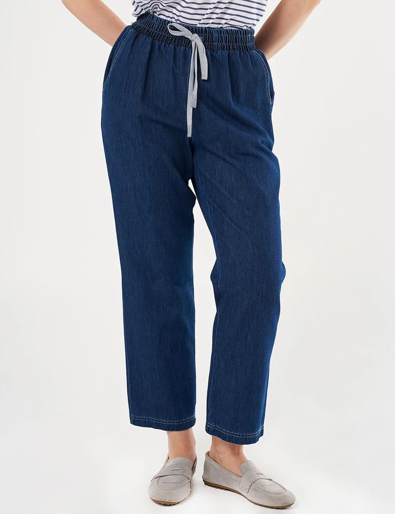 Kayra Laced Denim Pants Navy