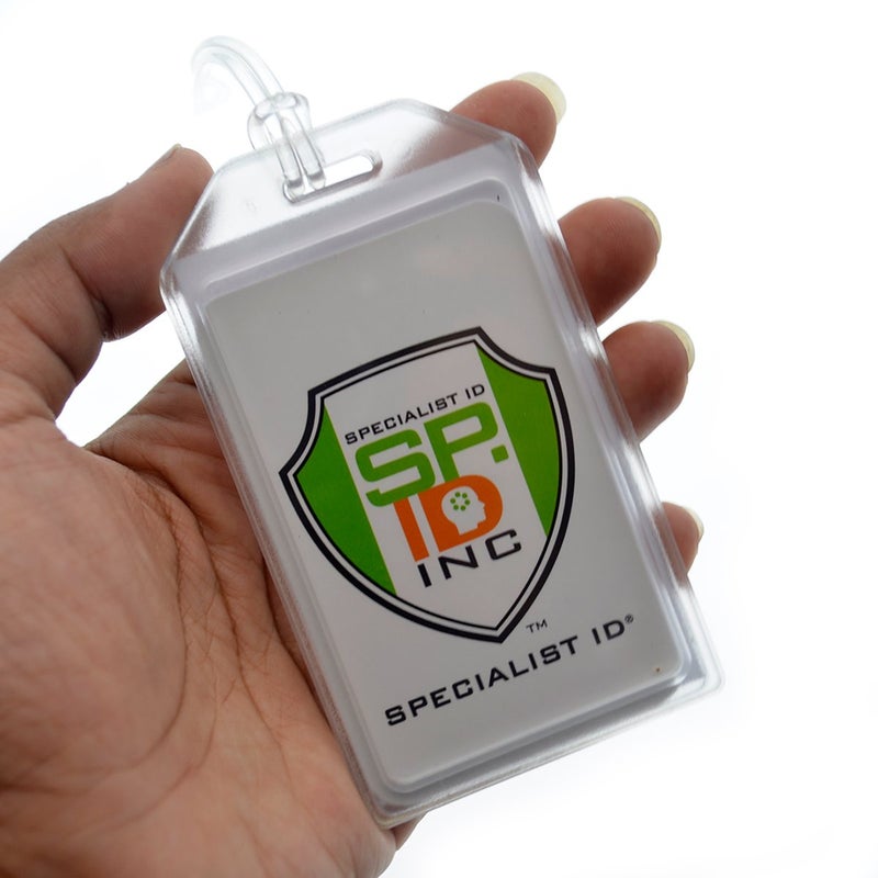 Specialist ID 5 Pack - Premium Rigid Airline Luggage Tag Holders with 6" Worm Loops - Heavy Duty Hard Plastic -Suitcase ID Tag Identifiers with Business Card Insert Window by Specialist ID (Translucent/Clear)  - Image 4