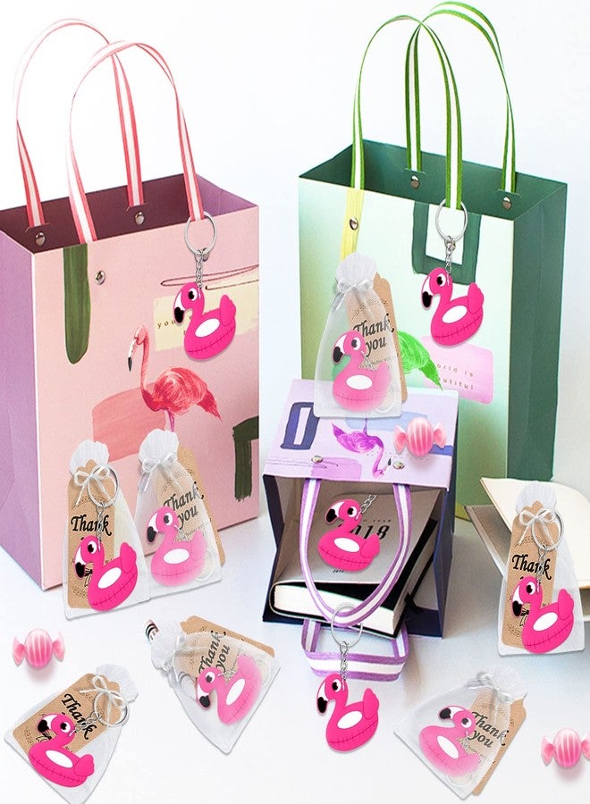 CiciBear 40 Pack Flamingo Keychains Party Decoration for Guests, Flamingo Themed Party,Summer Hawaiian Tropical Luau Baby Shower, School Party, Kids Birthday - Image 5
