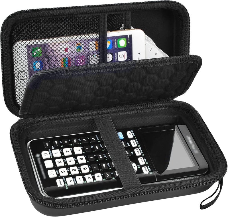 حقيبة آلات حاسبة بيانية متوافقة مع حاسبة تيكساس إنسترومنتس TI-84 Plus/TI-83 Plus CE الملونة، حامل تخزين مع جيوب شبكية لكابلات USB والأقلام والمسطرة والمزيد (العلبة فقط) - Image 1