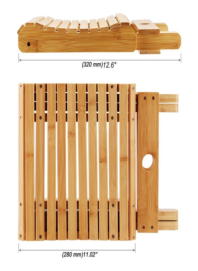 MOUYAT 2 Pack 12 Inch Bamboo Folding Stool, Foldable Foot Step Stool, Natural Bamboo Shower Bench Seat Toilet Stool for Bathroom Showers, Saunas, Fishing, 11 x 11 x 12.6 Inch - Image 2