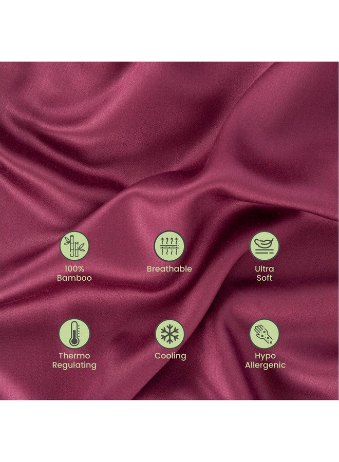 Mush Bamboo Pillow Cover Set of 2 | 400 TC | 100% Bamboo Pillow Cover for Hair & Skin | Breathable, Silky Soft & Envelope Pillowcases for Hot Sleepers & Night Sweats | 17"x 27" (Crimson Wine, King) - Image 3