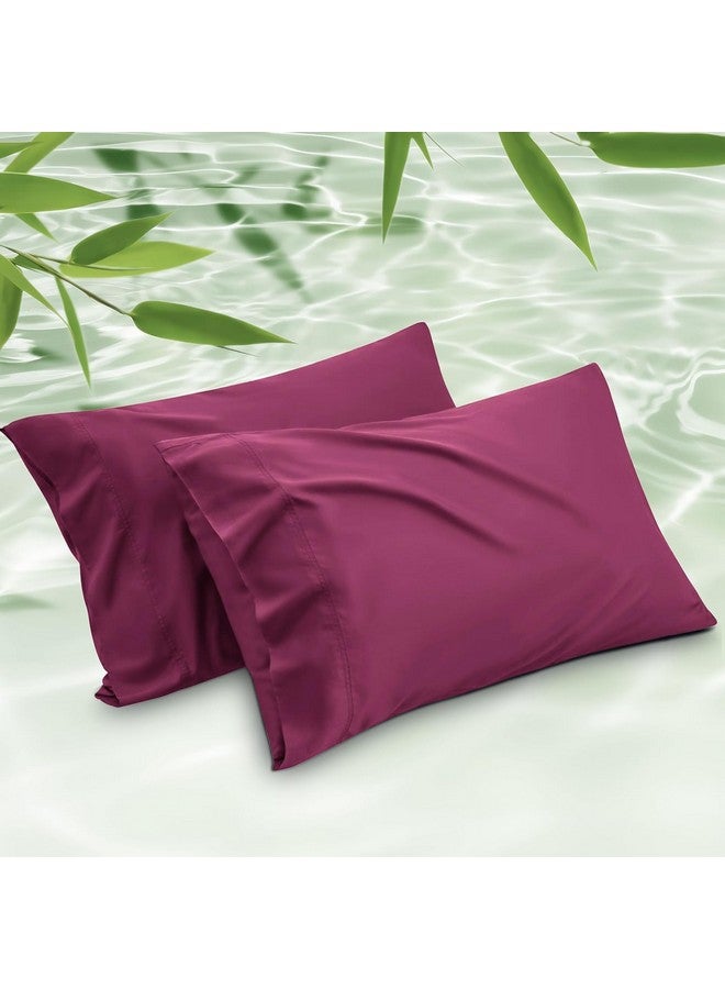 Mush Bamboo Pillow Cover Set of 2 | 400 TC | 100% Bamboo Pillow Cover for Hair & Skin | Breathable, Silky Soft & Envelope Pillowcases for Hot Sleepers & Night Sweats | 17"x 27" (Crimson Wine, King) - Image 1