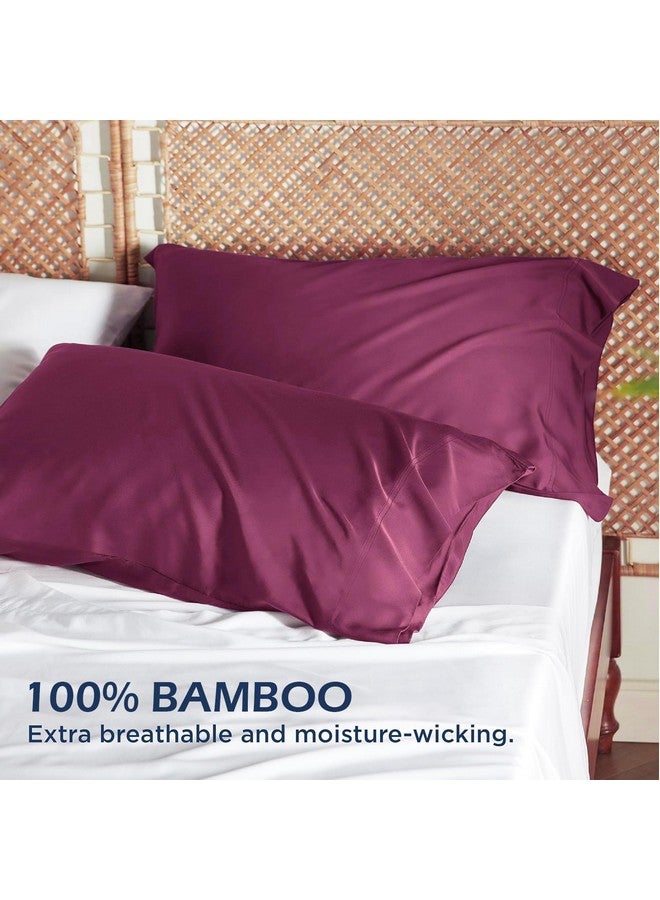 Mush Bamboo Pillow Cover Set of 2 | 400 TC | 100% Bamboo Pillow Cover for Hair & Skin | Breathable, Silky Soft & Envelope Pillowcases for Hot Sleepers & Night Sweats | 17"x 27" (Crimson Wine, King) - Image 2