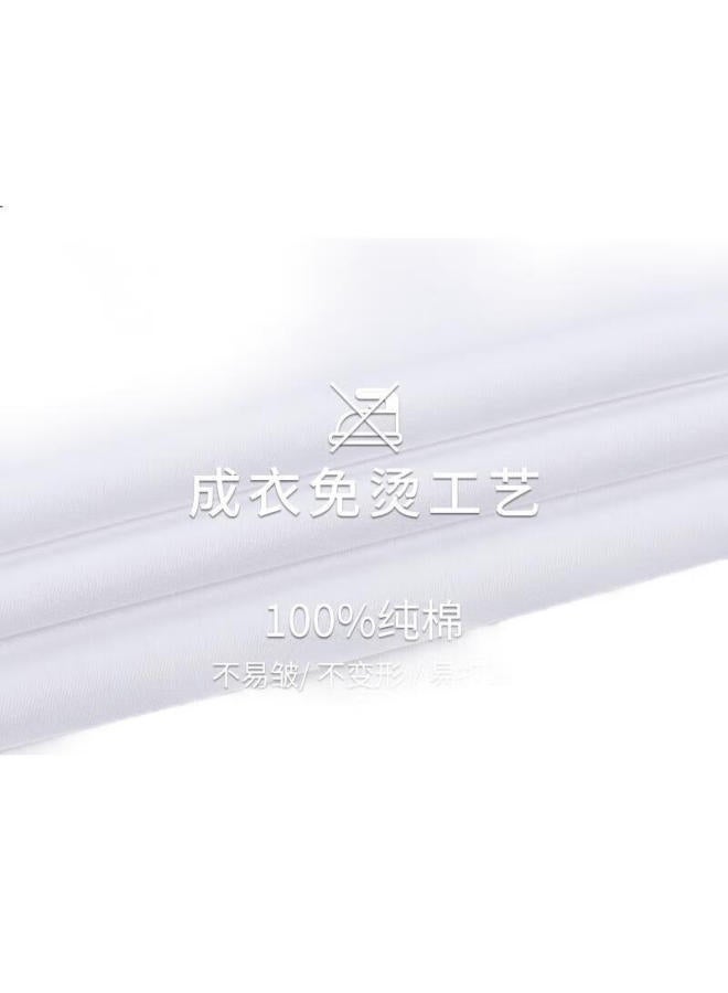 FIRS Men'S Short Sleeve Blue Summer Business Casual Pure Cotton Shirt White 41 - Image 1