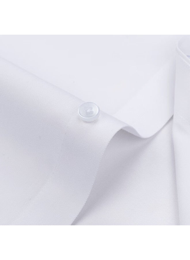 Firs Men's Short Sleeve Blue Summer Business Casual Pure Cotton Shirt White 41 - Image 1