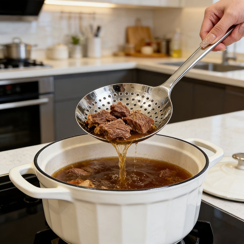Stainless Steel Two In One Filter Spoon Soup Ladle Hot Pot Serving Spoon Kitchen Utensil Hotel Restaurant Buffet Colander - Image 4