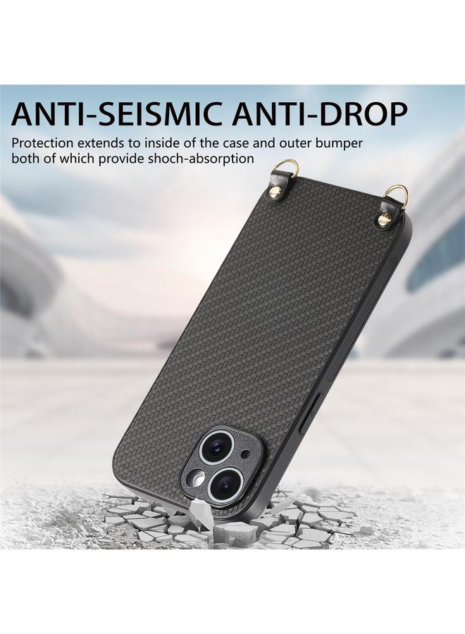 Zaboon Case For iPhone 11 Carbon Fiber Texture Leather Back Phone Case with Crossbody Strap - Image 4