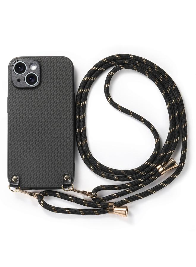Zaboon Case For iPhone 11 Carbon Fiber Texture Leather Back Phone Case with Crossbody Strap - Image 2