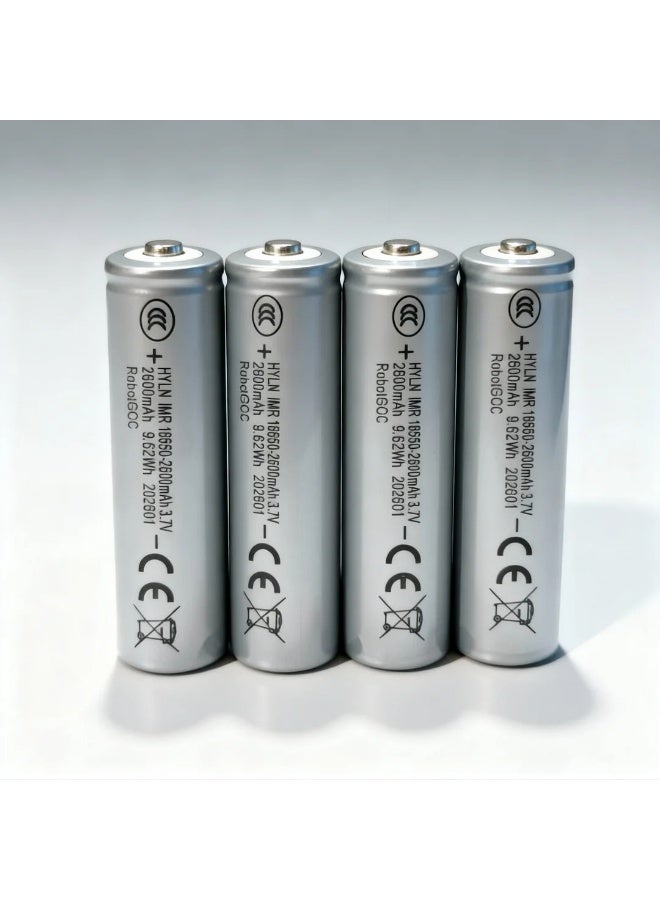 robotgcc 18650 Button Top Rechargeable Li-ion Battery 3.7V 2600mAh Each (4 Pack) | 10,400mAh Total IMR Lithium Batteries for Flashlights, Battery Packs & Electronics - Image 5