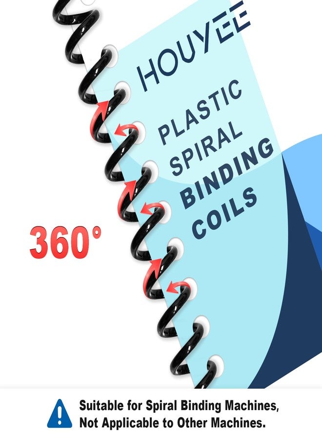 HOUYEE 100 Pack Plastic Spiral Binding Coils, 10mm (3/8"),75 Sheets Capacity,4:1 Pitch, 48 Loops, for Letter Size (Black) - Image 4