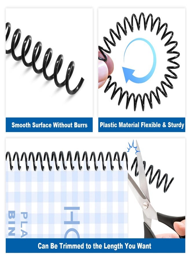 HOUYEE 100 Pack Plastic Spiral Binding Coils, 10mm (3/8"),75 Sheets Capacity,4:1 Pitch, 48 Loops, for Letter Size (Black) - Image 3
