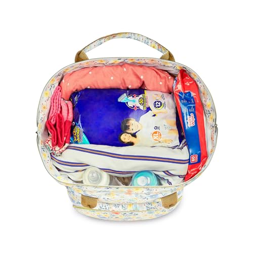 haus & kinder Chic Baby Diaper Bag for Mother for Travelling - Baby Diaper Bags for Mothers Carry | Water Resistant Baby Diaper Bag Backpack | Diaper Bag for New Born Baby 1Pc | 20L, Little Bloom - Image 5